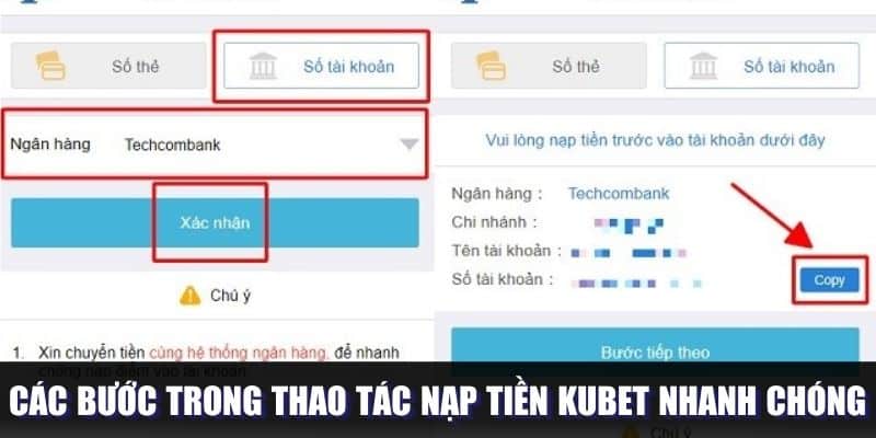 Các bước trong thao tác nạp tiền Kubet nhanh chóng
